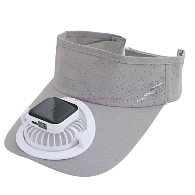 49ME Adjustable Open Top Hat with USB Rechargeable Solar Powered Cooling Fan Sun Hat