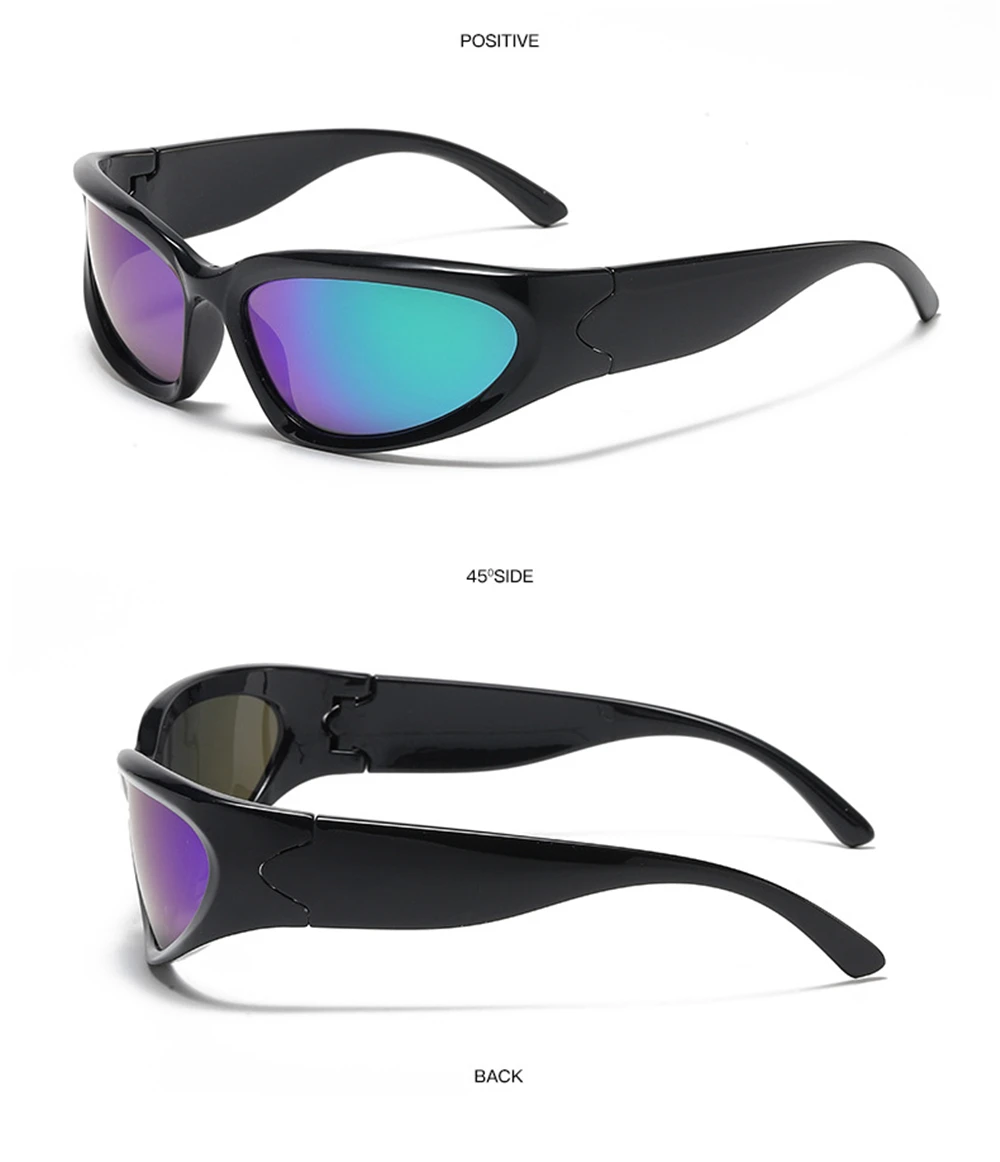 VIVIBEE Y2K Sonnenbrille für Damen, Steampunk-Spiegelgläser, Weiß, Sport-Schutzbrille, UV400, Punk-Sonnenbrille, Trendprodukt 2026 – Detail 24