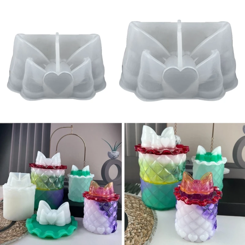 

DIY Double Bowknot Box Silicone Mold Desktop Jewelry Storage Box Ornament Crystal Epoxy Resin Casting Mould Home Decoration