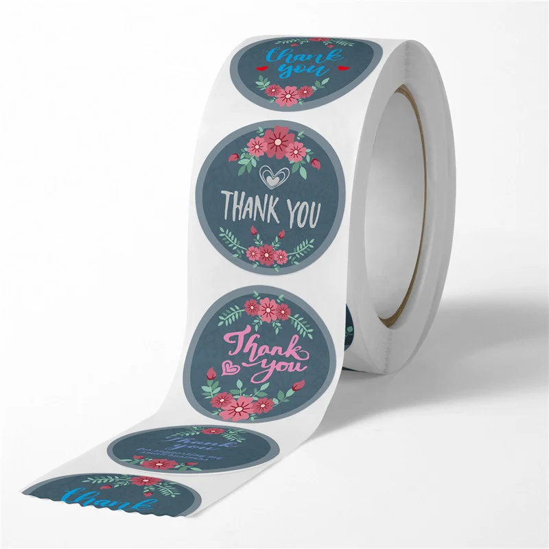 500 Pieces/roll Round Thank You Roll Sticker Wedding Christmas Day Handmade Decoration Decoration Seal Sticker