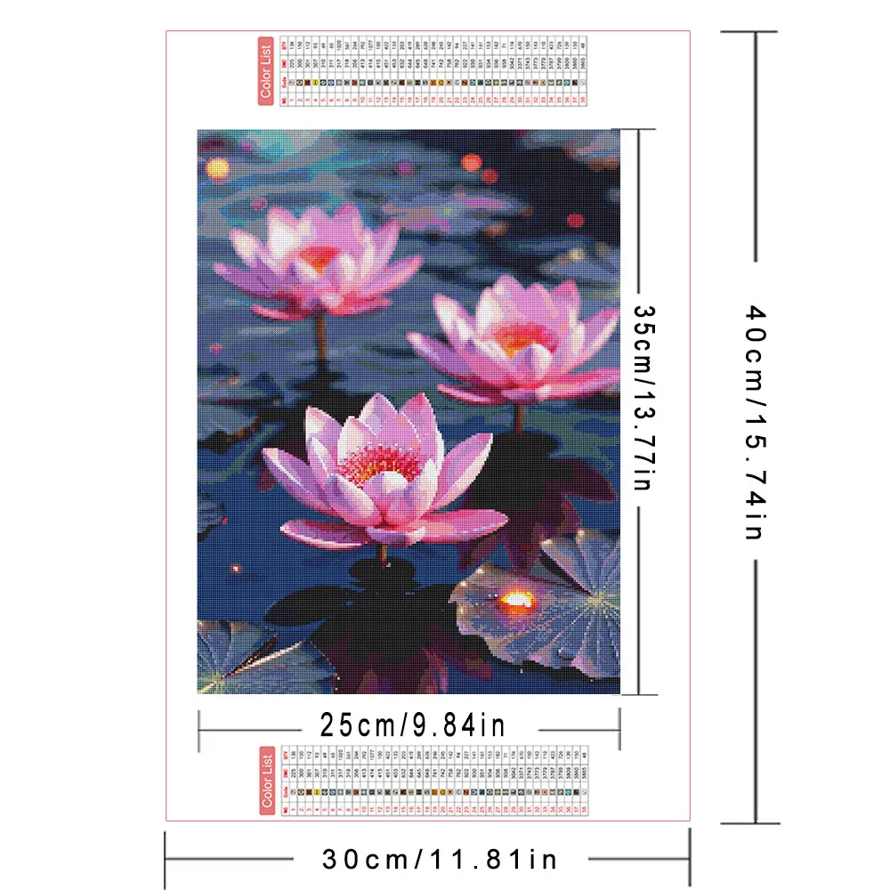 AZQSD Lotus Diamond Mosaic Flower Full Square Round Drill Pitures Of Rhinestones Art Crafts Diamond Painting Floral