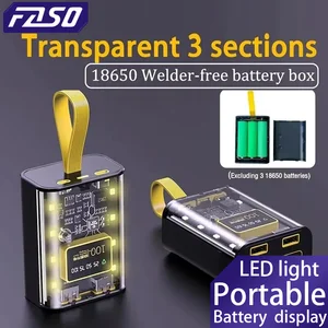 FASO 3 * 18650 Casing Bank Daya Penyimpanan Baterai Lampu Malam Pengisi Daya USB Ganda Cangkang DIY untuk iPhone Xiaomi Kotak Penyimpanan Baterai 18650 10 tempat baterai penjualan terbaik 18650 - №