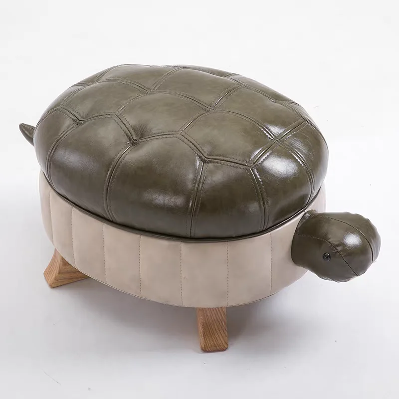 Cute Turtle Solid Entry-level Shoe-changing Stool Wood Low Stool Home Living Room Bedroom Stool