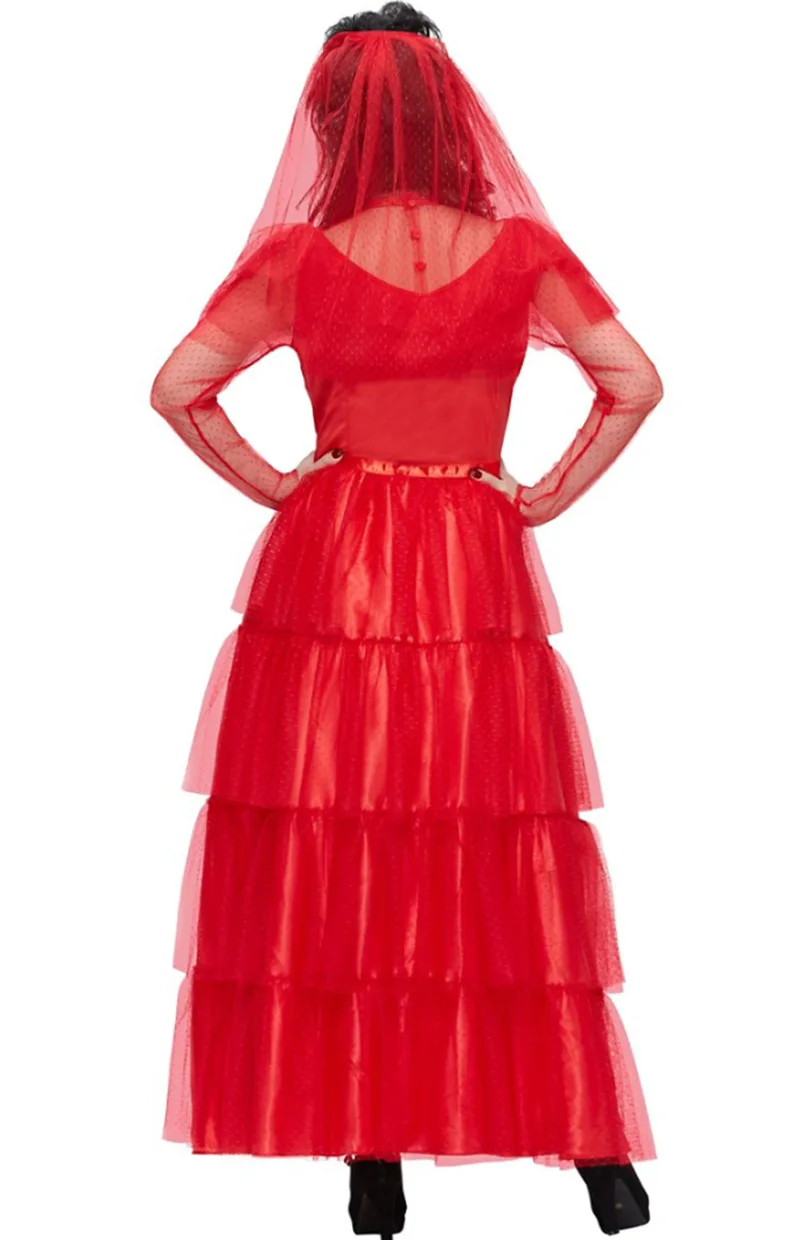   Loween Red Me جديد شبح فتاة زومبي العالم السفلي العروس حجم كبير كوس أداء زي الإرهاب شبح التقليدية...