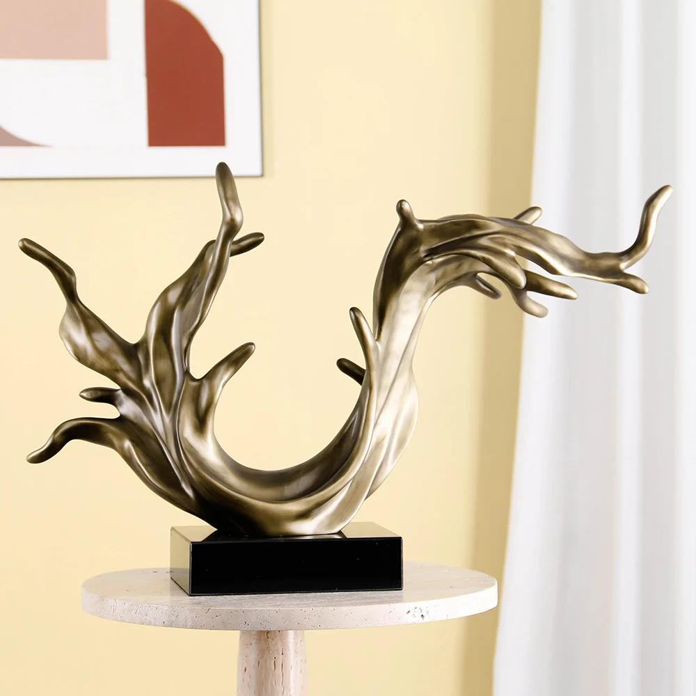 Home Decor Creative Irregular Waves Resin Marble Sculpture For Interior Projects