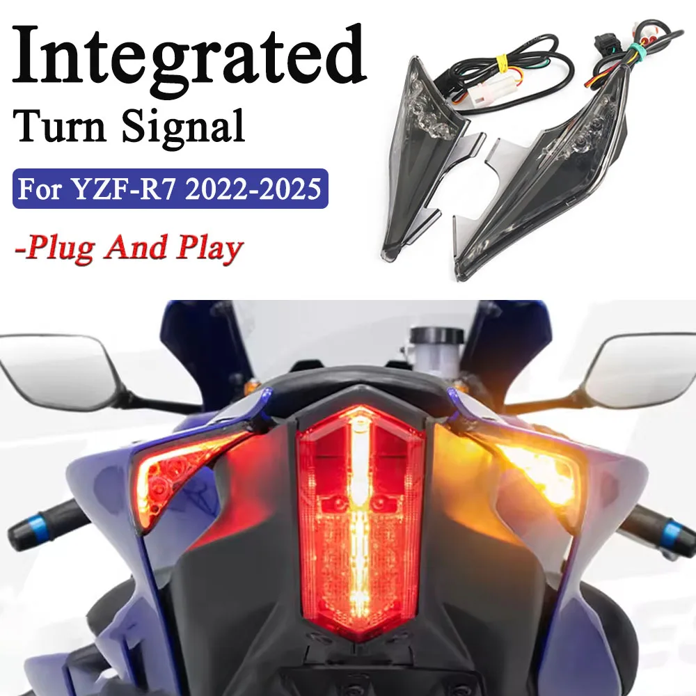 

For Yamaha YZF R7 YZFR7 YZF-R7 2022-2025 Motorcycle Modified Taillight Brake Turn Signal Integrated Tail Lights Rear LED Light