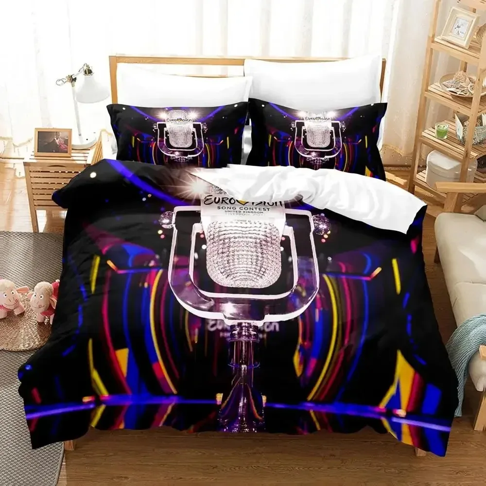 

3D Print Eurovision Song Contest Bedding Set Boys Girls Twin Queen Size Duvet Cover Pillowcase Bed Kids Adult Fashion Home
