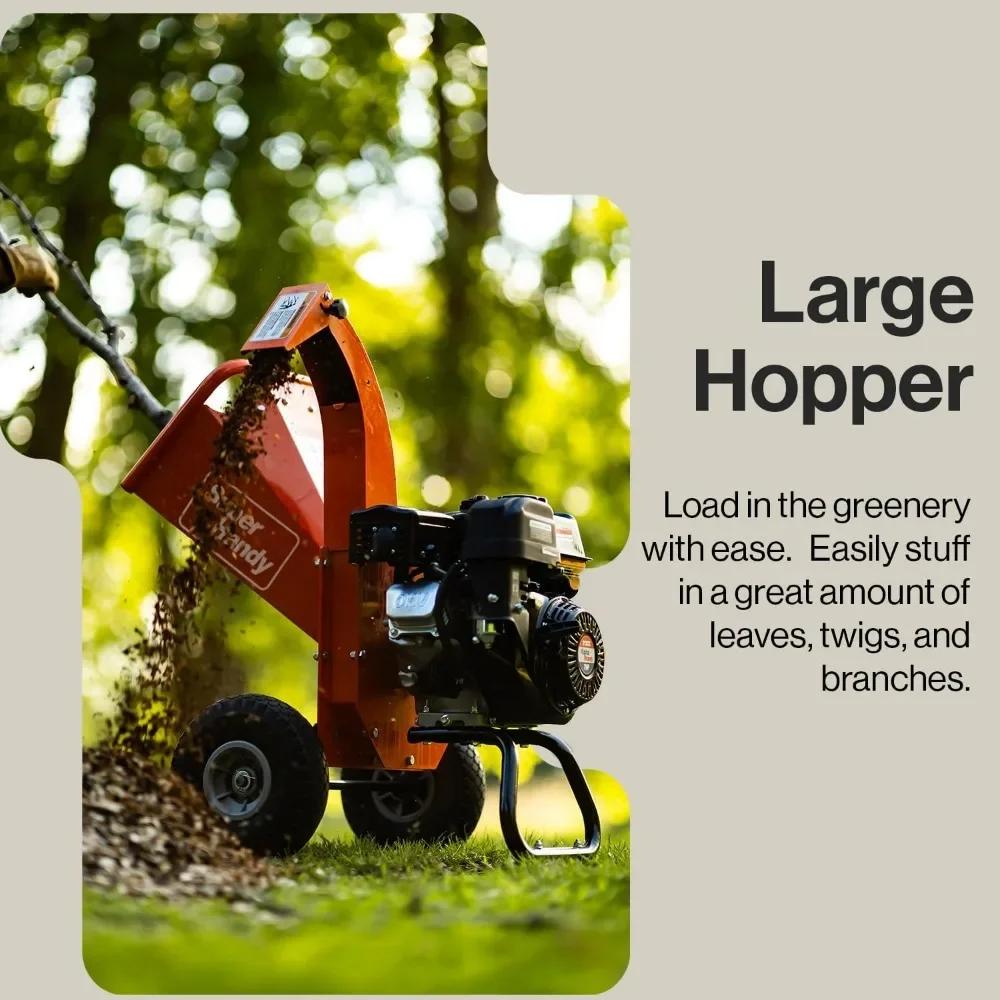 Mini Wood Chipper Shredder Mulcher Heavy Duty 7HP Compact Design 3" Inch Max Cutting Capacity