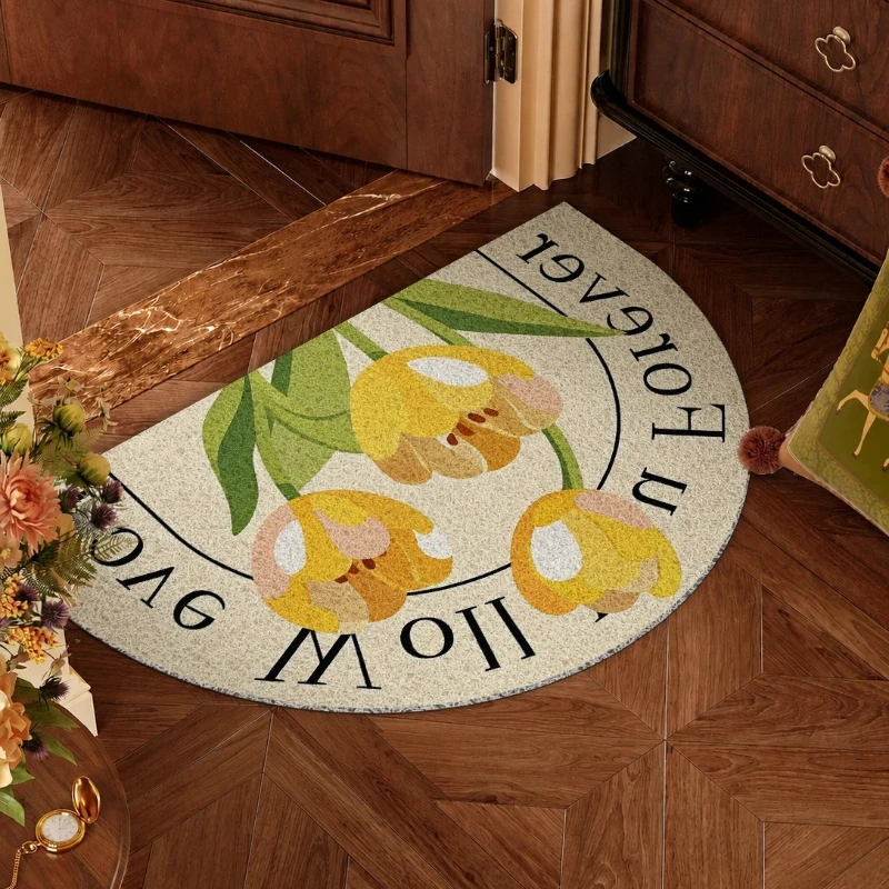 

Flower Entrance Doormat Dirt Resistant PVC Silk Ring Door Mat Anti-slip Porch Welcome Mat Entrance Doorstep Mats felpudos puerta