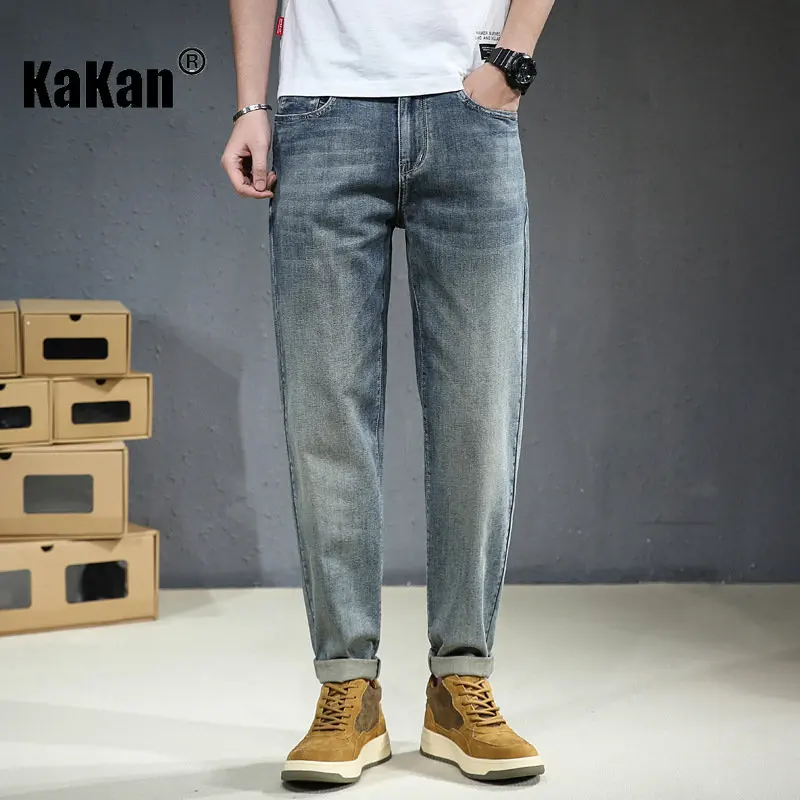 Kakan - European and American Spring and Summer New Vintage Yellow Jeans Men's Wear, Loose Elastic Harlan Pants Jeans K020-1060