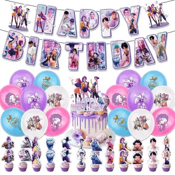 Lovci démonů Party Decoration Set Balónky Banner pro narozeninovou oslavu Korejský Kpop Anime Party Pulling Venkovní piknikové potřeby 6 nejlepší prodej Korejské párty dekorace - №2