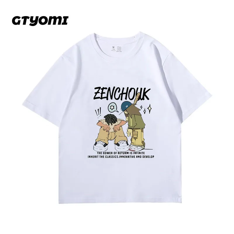 

American Retro Graphics Short-sleeved T-shirts for Men Fashion Summer Loose Streetwear Hip-hop Oversized T-shir Unisex Clothing