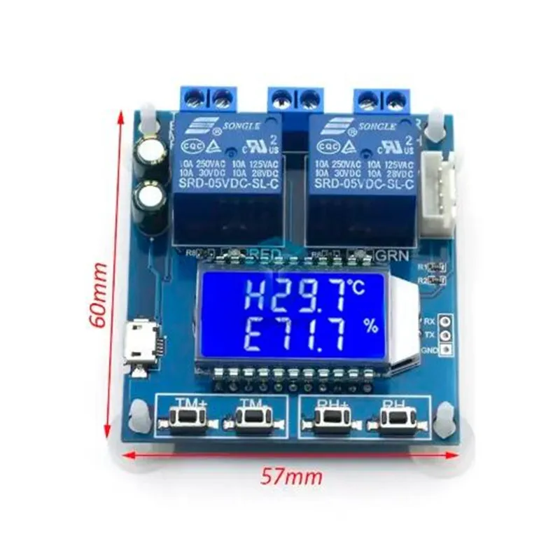 Imagem -05 - Umidade Controlador de Temperatura dc 12v Higrômetro Termômetro Termostato Humidistat Lcd Display Dígito Módulo de Relé Xy-tr01 Sht20