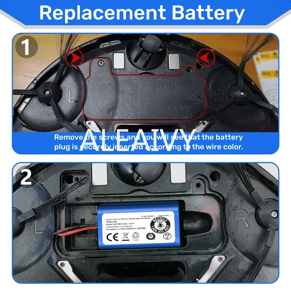 بطارية بديلة 6800 مللي أمبير في الساعة 14.8 فولت لمكنسة Xiaomi MJSTG1/Mijia G1 Robot Vacuum & Tefal Explorer - H18650CH-4S1PSeriesSKV4136GL