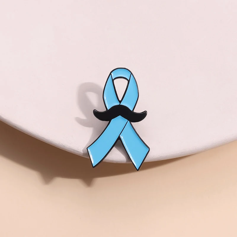 Blue Ribbon Enamel Pins Custom Prostate Cancer Men\'s Health Brooches Lapel Badges Jewelry Gift for Kids Friends