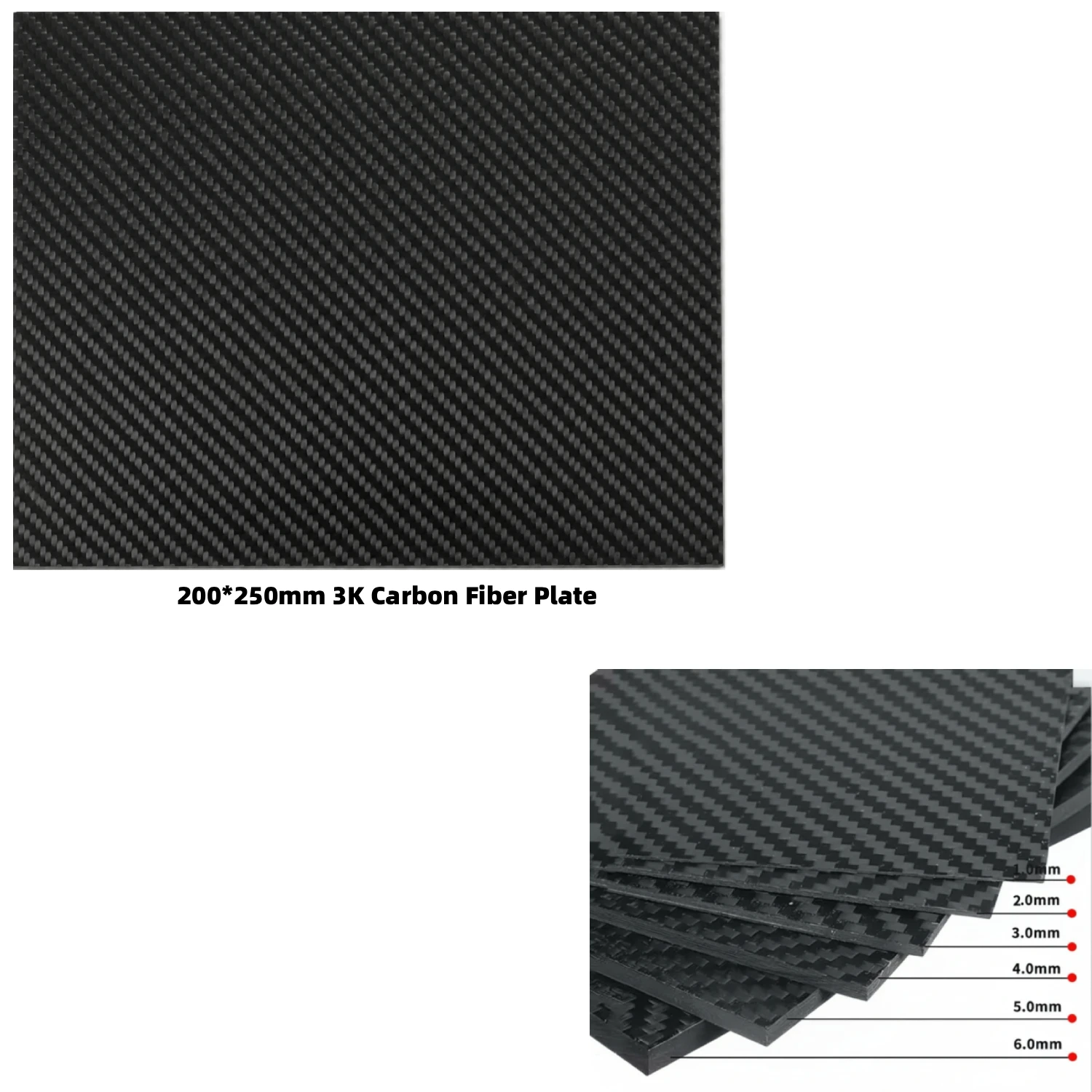 1PCS 200*250mm Carbon Board 3K Glossy Matte Twill Plain Carbon Fiber Plate High Hardness Thickness 1mm-10mm