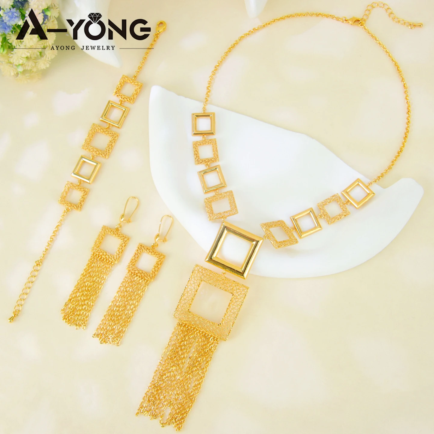 Luxus Dubai Braut Hochzeit Schmuck Set 24k vergoldet Algerien Premium Vintage lange Anhänger Halskette Arabisch heiraten Schmuck – Detail 11