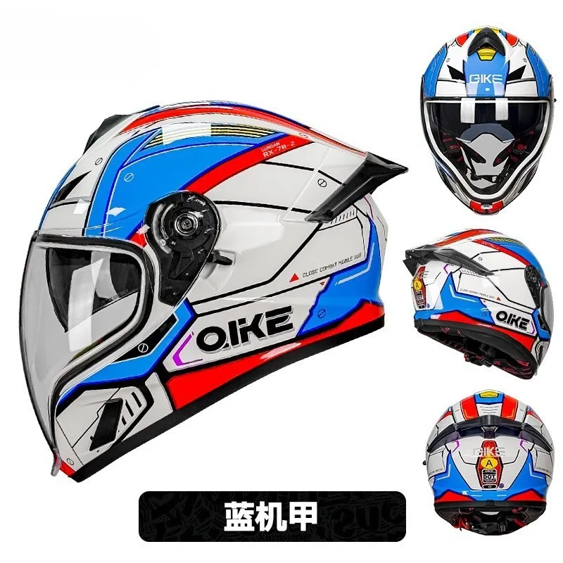 

QiKe Full-Face Motorcycle Helmet for Men & Women:Dual-Lens Design with Large Spoiler,Stylish Riding Helmet for Ultimate Coolness
