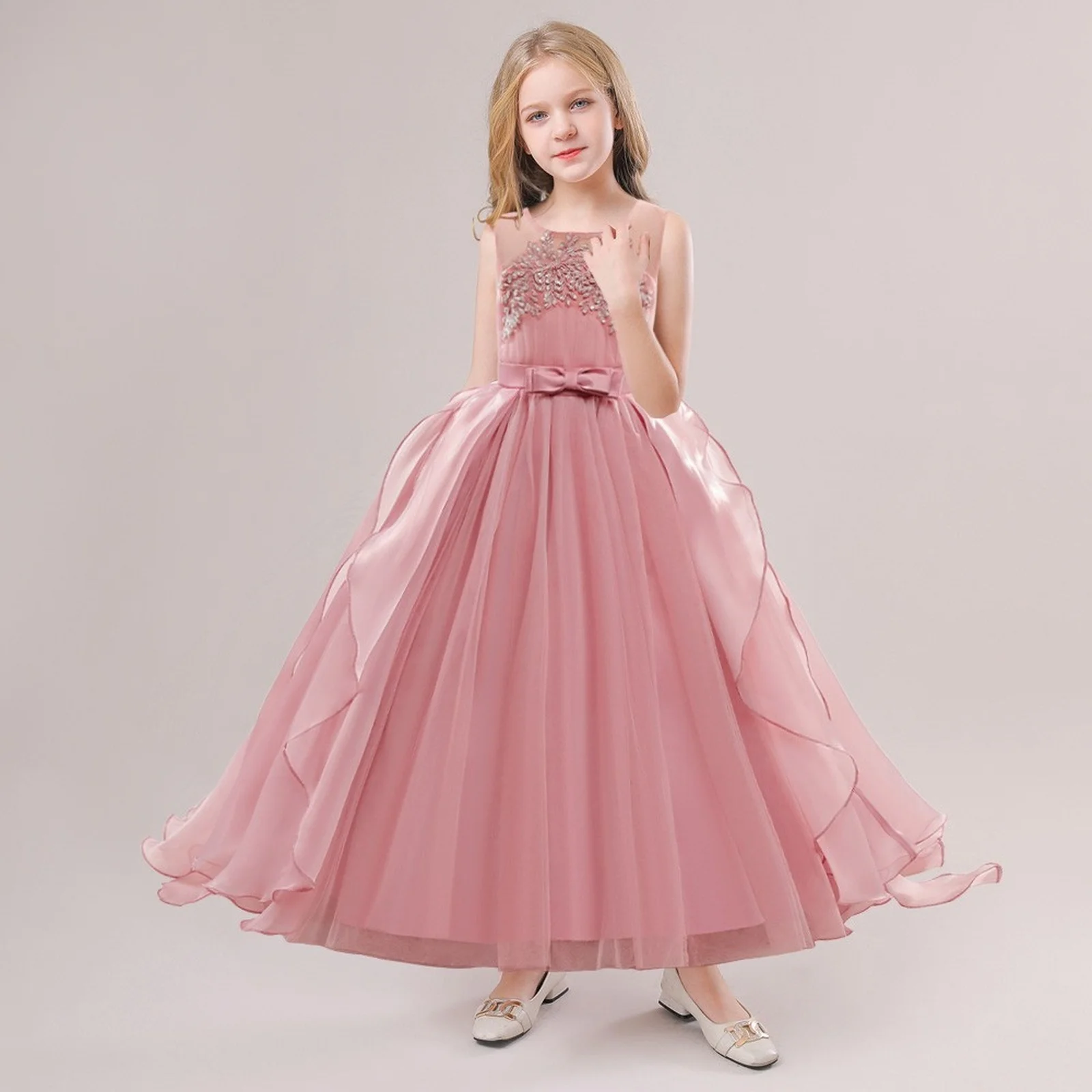 

Teen Sequin Princess Girls Party Dresses Elegant Flower Bridesmaid Birthday Kids Dresses for Girl Wedding Princess Gown Vestidos