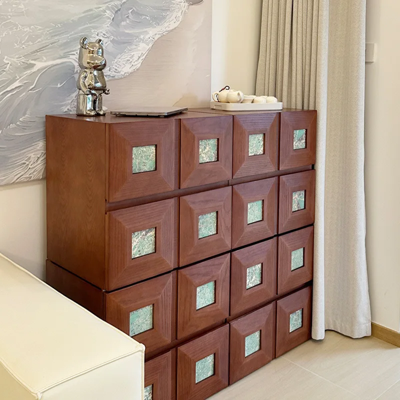 

Medieval furniture retro style dining side cabinet module cabinet combination storage bucket cabinet Carmen bookcase