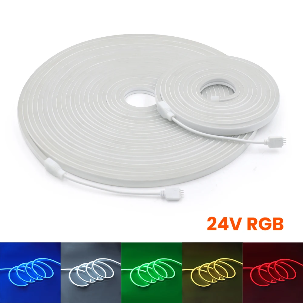 24V RGB LED Neon Strip 0.5m-15m SMD3535 108LEDs/m Neon Light Sign 6X12MM Wodoodporna dioda taśmowa z 4-pinowym złączem Oświetlenie domu