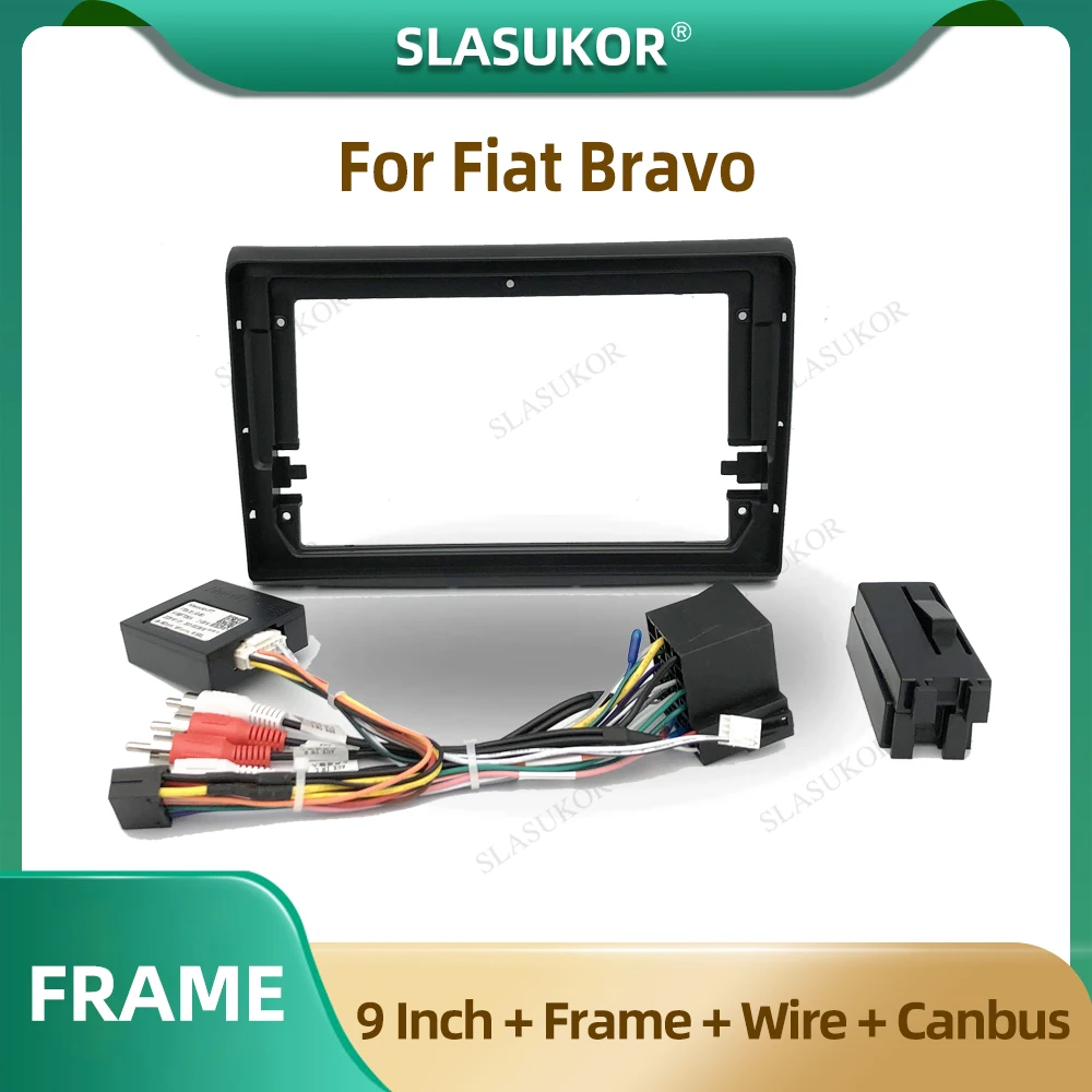 SLASUKOR 9 Inch Car Radio Fascia For Fiat Bravo 2007-2012 Car Radio Panel Player Audio Frame Dashboard Mount Kit With Wire