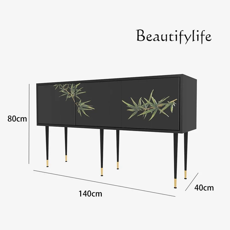 

Chinese-style lacquered entrance storage cabinet, living room wall storage cabinet, household black decorative cabinet