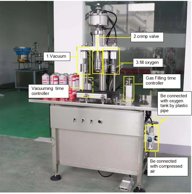 Semi Automatic Medical Breathe Oxygen Filling Machine For Portable Aerosol Can