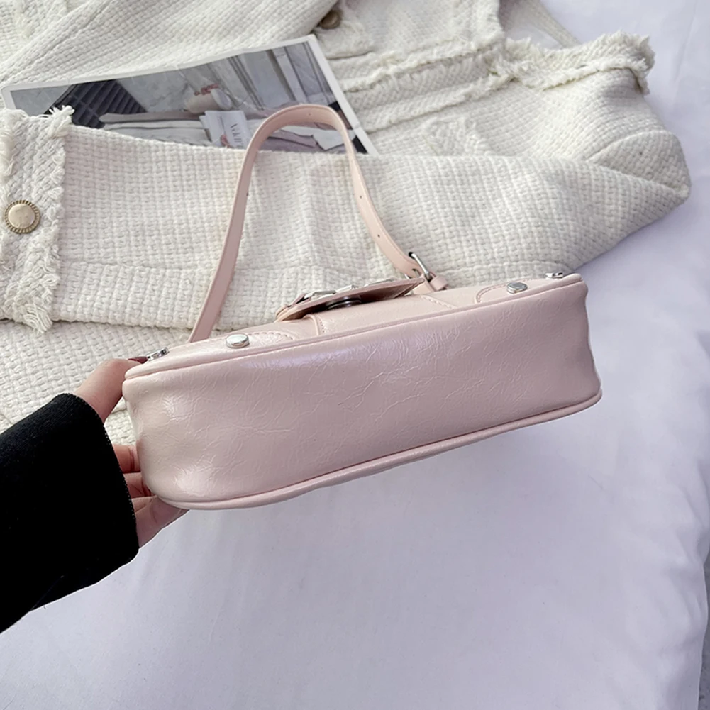 بو الجلود حقيبة رافعة الموضة سعة كبيرة المرأة حقيبة أنيقة حزام قابل للتعديل Y2K بلون حقيبة ساعي #5