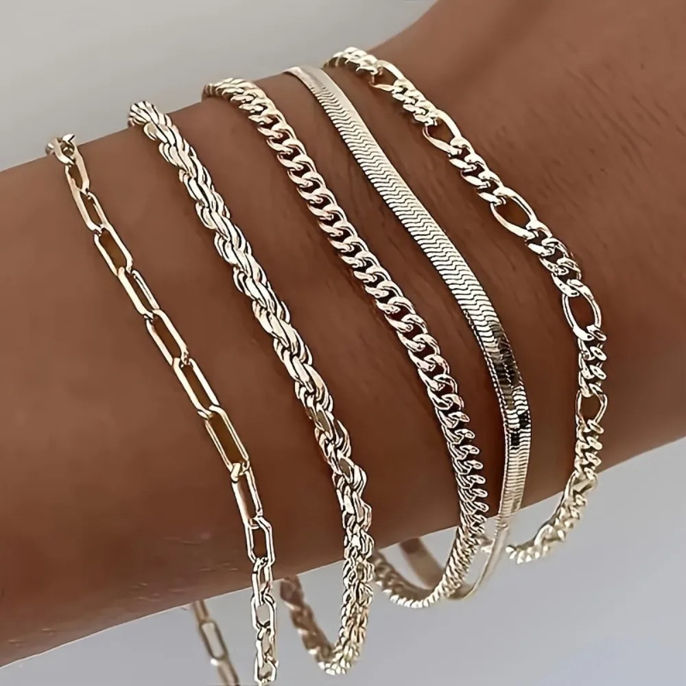 5pcs Elegant Fashion Bracelet for Women, DIY Geometric Fried Dough Twists Bracelet Inlaid with Artificial Zircon Bracelet Wedding Engagement Bracelet Gift