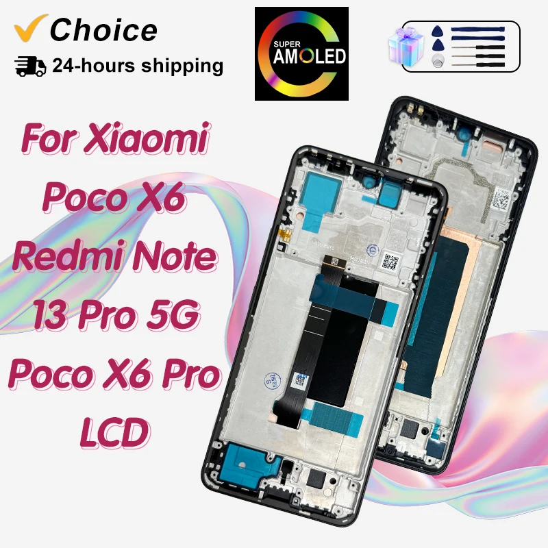 Amoled para xiaomi poco x6 display redmi nota 13 pro 5g peças de reposição da tela digitador para poco x6 pro lcd tela toque