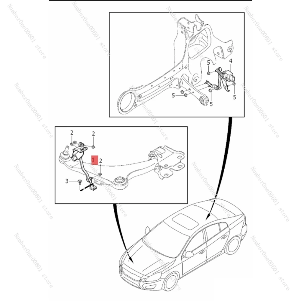 31288272 Headlight Level Sensor Right Front for Volvo S60 S60L V60 V70 S80 S80L XC60 XC70 08-18 Height Sensor 30782819