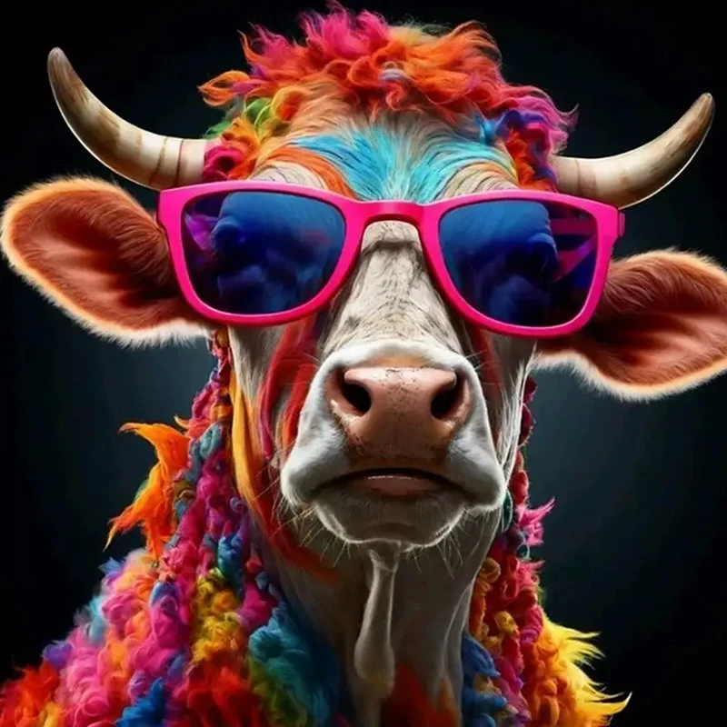 סדרת ציור יהלומים חדשה בעלי חיים כלבים כלבים חתולים משקפי פנדה משקפיים פסיפס מלא קישוט קיר 2024