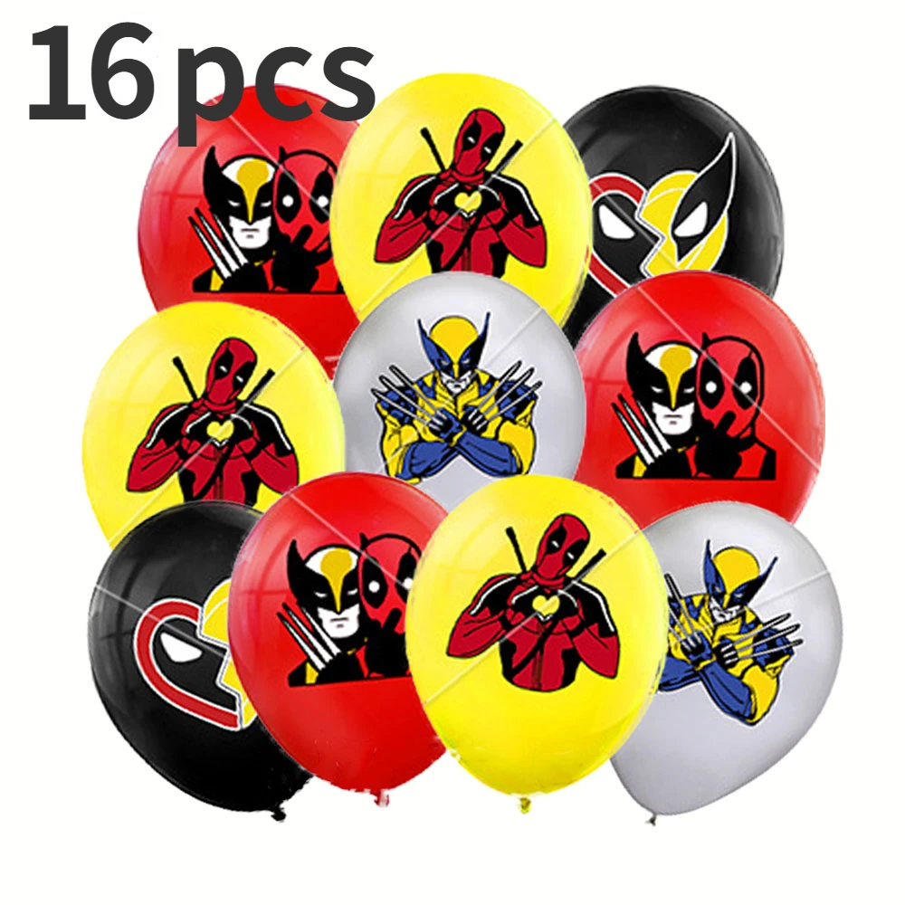 Deadpool & Wolverine Balloon Set 18pcs Cartoon Latex Balloons Marvel Theme Happy Birthday Party Decoration Supplies Kids Toys