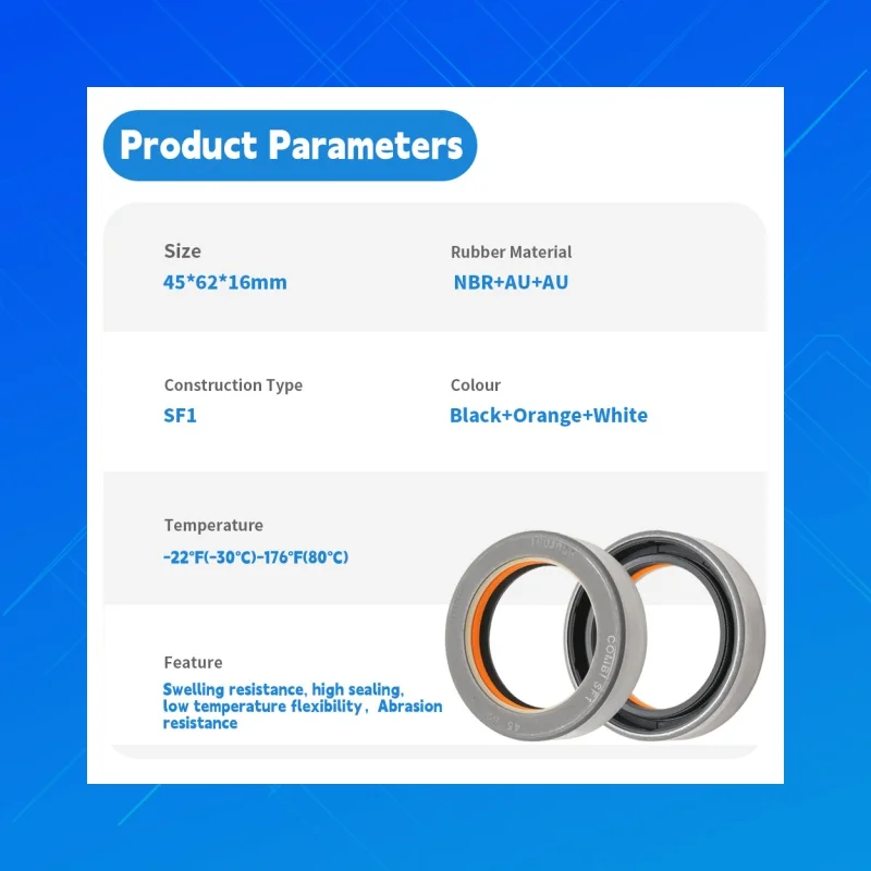 أختام زيت جرار عالية الجودة DMHUI، مقاس 45 × 62 × 16 مم، COMBI SF1، مواد NBR + PU + PU، مناسبة لـ Corteco12012566B AA04507 #4