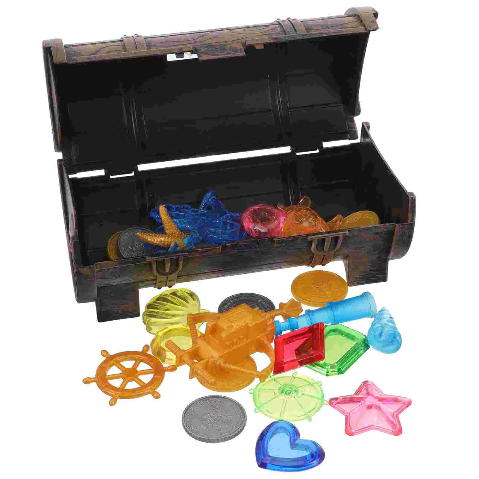 36PCS Pirate Treasure Dive Toys Acrylic Gemstone Jewelry Craft Scavenger Hunt Kids' Birthday Pool Decor Treasure Chest