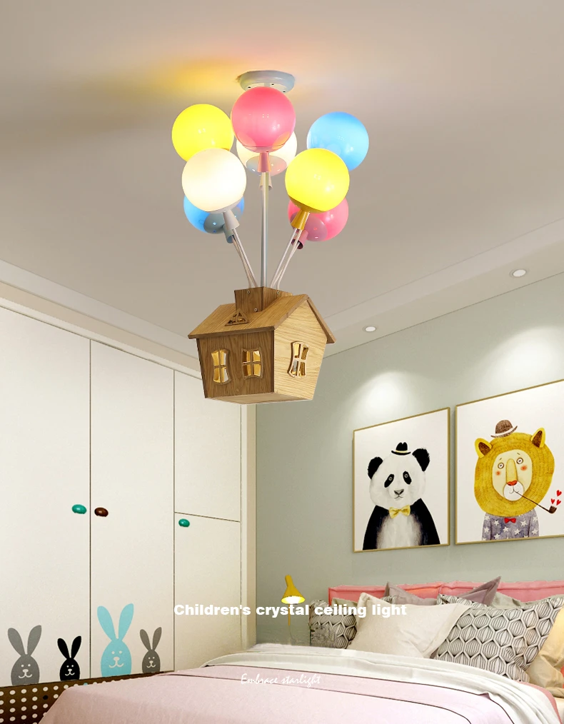 Modern Cartoon Balloon Ceiling Light Children Colored Glass Pendant Lamps Boys and Girls Room Bedroom Decoration LED Lights