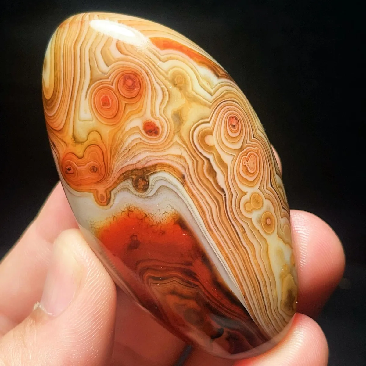 Large Rainbow Color Banded Agate Palm Stone, Polished Tumbled, Natural Beauty, Desk Decor, Crystal Collection, Table Display