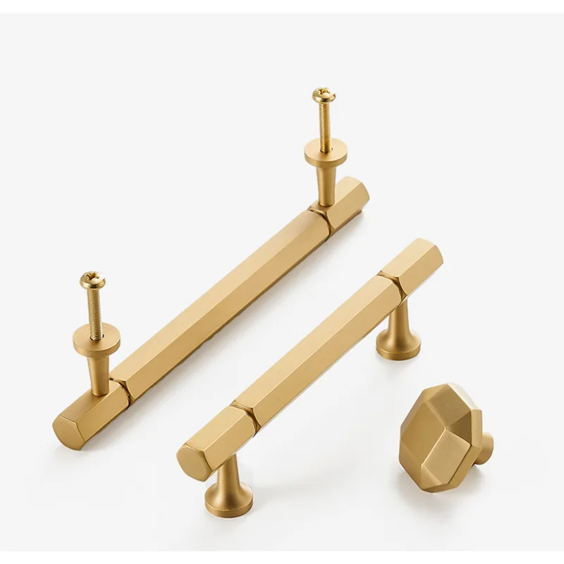 

Шестиугольные латунные ручки для шкафа, современная ручка для ящика, золотисто-черная ручка для шкафа, простая мебельная дверная фурнитура