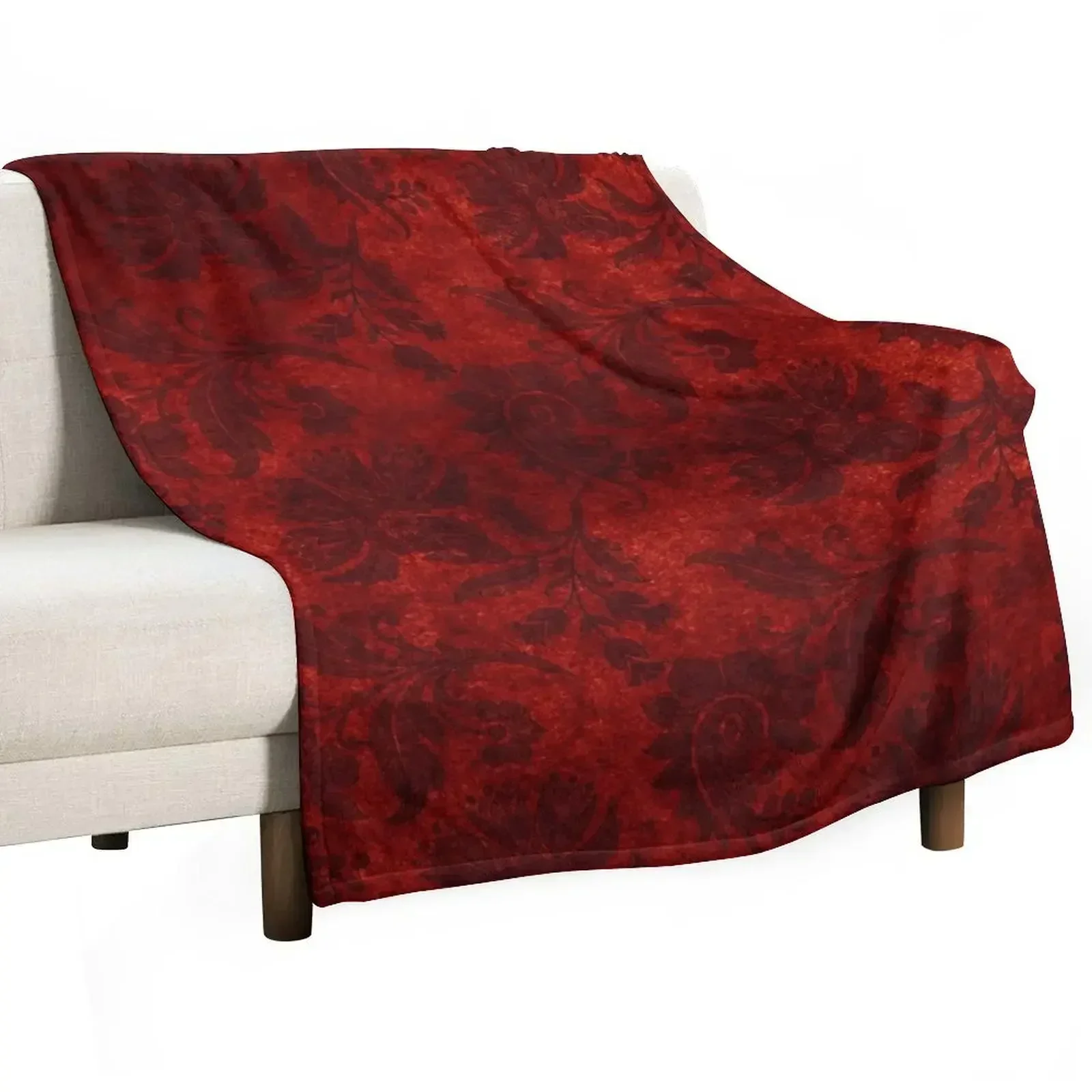 

Red floral Gothic Velvet Damask Texture Throw Blanket Bed Furry Soft Beds Blankets