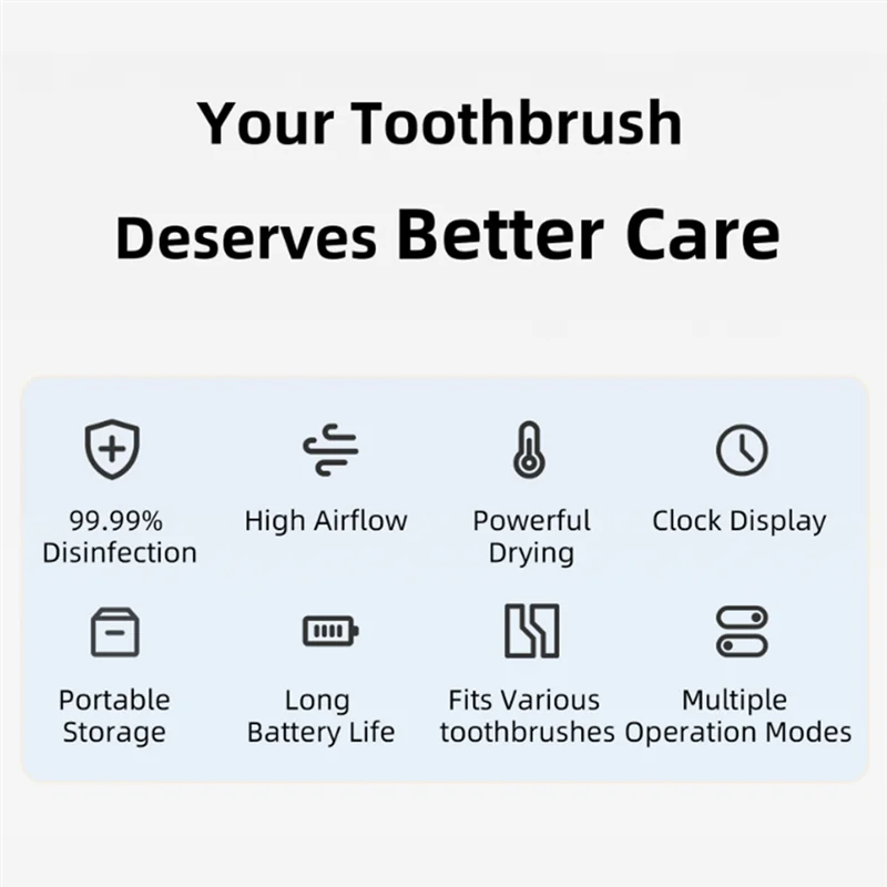 معقم تخزين فرشاة الأسنان الذكية، رف تخزين للسفر مثبت على الحائط قابل لإعادة الشحن لفرشاة الأسنان الكهربائية واليدوية-A77G