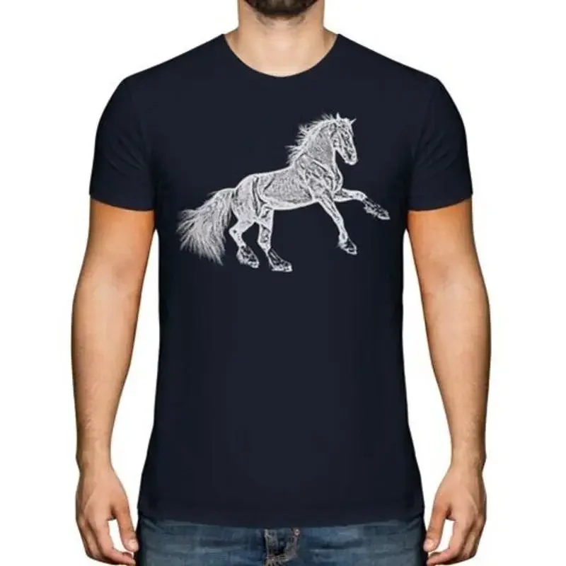 Back Horse Men's Printed Drawing Top Riding Rider Gift