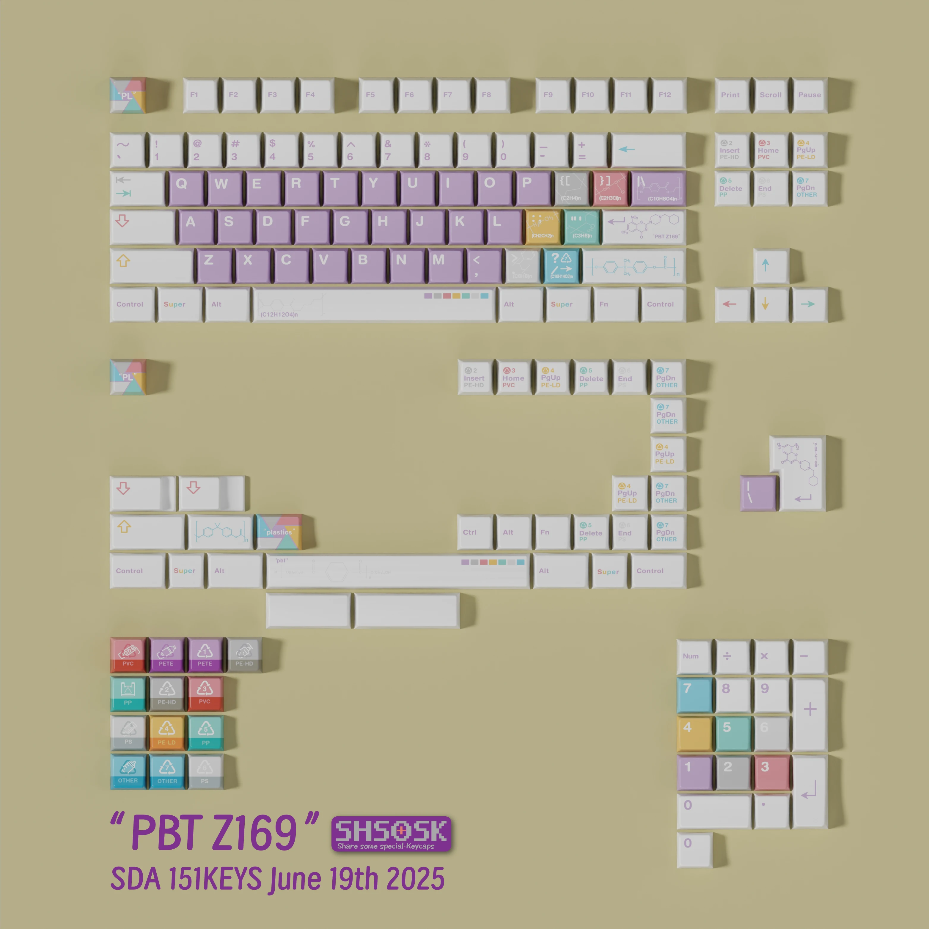 

151 клавиш SHSOSK PBT Z169 SDA Profile Theme Термосублимационные колпачки для клавиш PBT для механической клавиатуры MX Switch для периферийных устройств