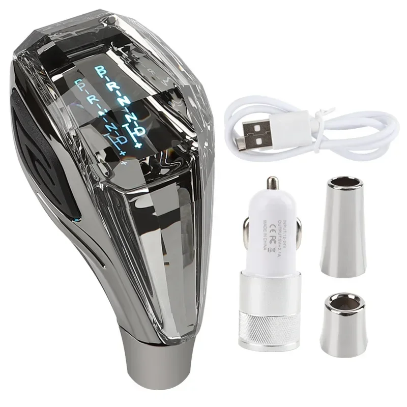 Crystal Shift Knob, Type-C Seven Color illuminated Gear Head, Suitable For Toyota/Kia/Lexus/Volkswagen/Mitsubishi/Nissan/Mazda