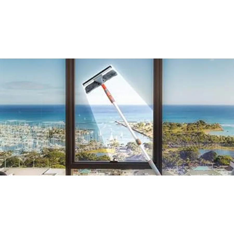 Профессиональный скребок для окон 2 в 1 с удлинителем для чистки окон в помещении и на открытом воздухе, телескопическое стекло 62 дюйма W