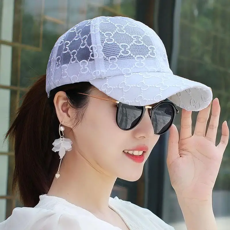 2023 Women's Summer Fashion Thin Mesh Yarn Breathable Sunshade Hat Baseball Cap New Outdoor Adjustable Ladies Sun Hat Peaked Cap