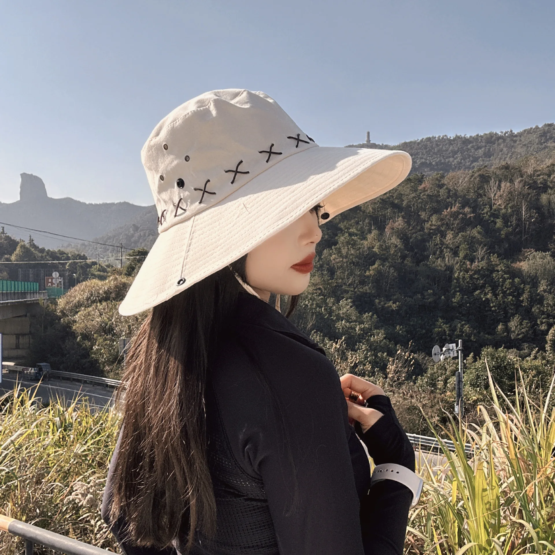 الصيف التخييم موضة الدنيم الغربي حافة كبيرة ظلة واقية من الشمس قبعة شاطئ البحر الصيف في الهواء الطلق مغامرة تسلق الجبال قبعة 2