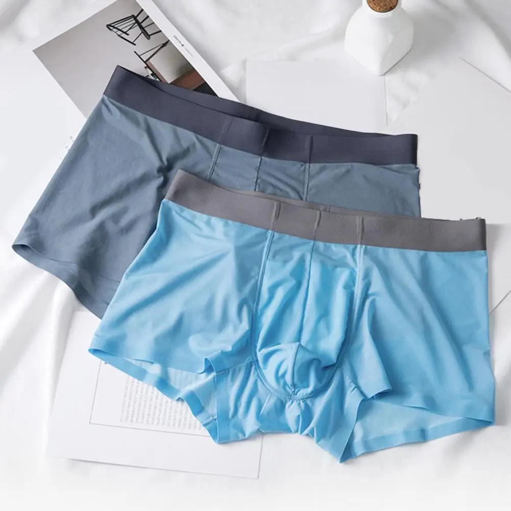 حجم كبير 3XL ملابس داخلية للرجال الرجال سراويل مريحة للتنفس مثير سراويل بوكسر بلون الحرير الجليد سلس سراويل