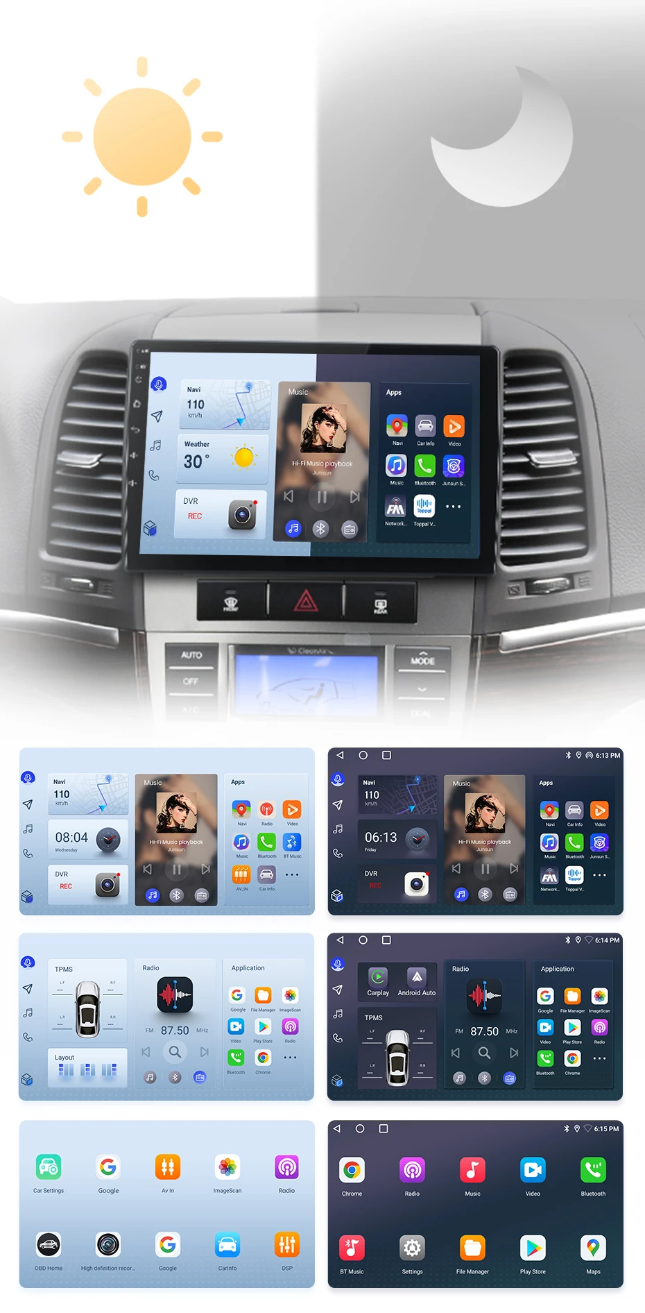 Junsun carplay android auto autoradio für hyundai santa fe 2 2007 2006-2015 gps intelligente systeme stereo multimedia autoradio – Detail 6