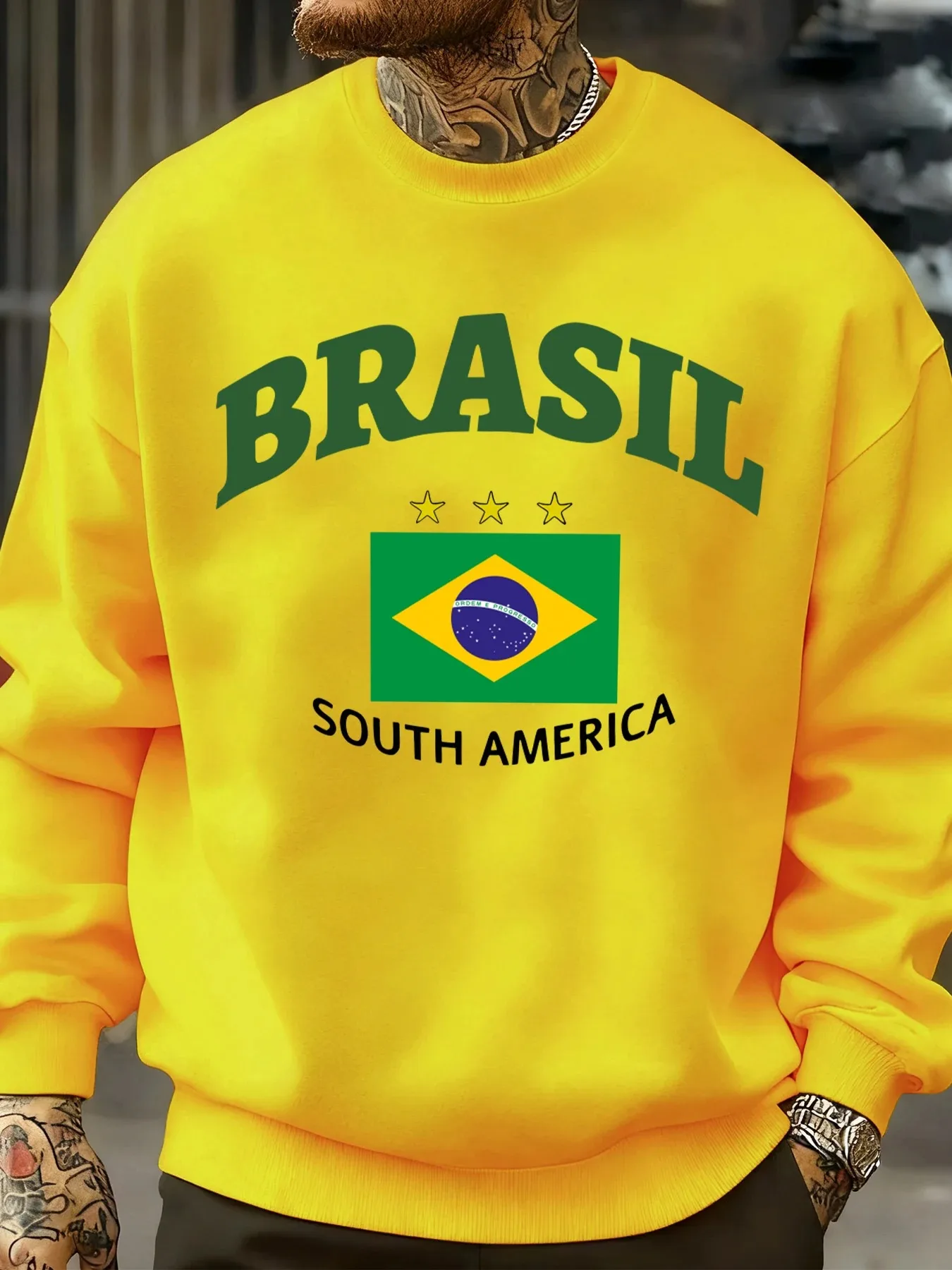 البرازيل أمريكا الجنوبية يطبع رجل البلوز العصرية بلوزة من الصوف الخريف س الرقبة الملابس الدافئة متعدد الألوان قمة الموضة الشارع الشهير